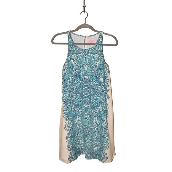 LILLY PULITZER $128 Wright Tipsy Tusk Trapeze Swing Dress Blue White XS